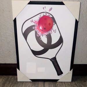 NEW Spring Shop Pickleball Designer Black Canvas Frame Wall Decor 16x12x1.5”